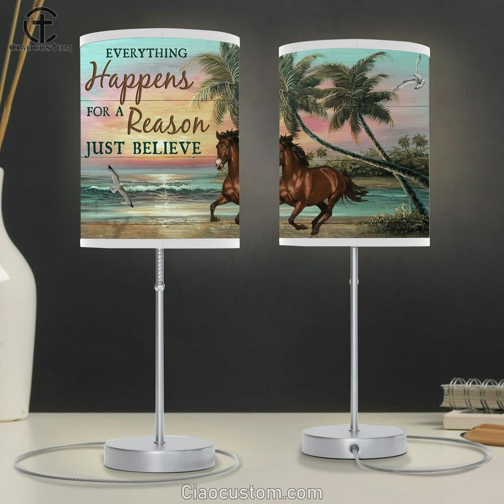 Everything Happens For A Reason Running Horse Table Lamp Prints - Christian Lamp Art - Religious Home Decor