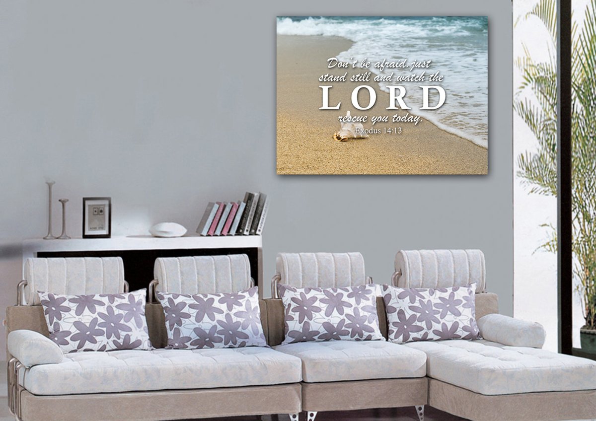 Exodus 1413 Watch The Lord Rescue You Canvas Wall Art Print - Christian Canvas Wall Art