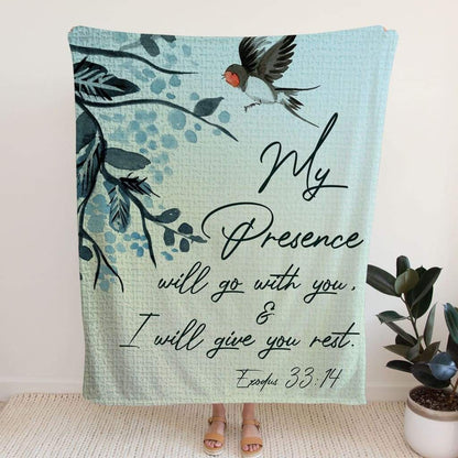 Exodus 3314 My Presence Will Go With You Fleece Blanket - Christian Blanket - Bible Verse Blanket