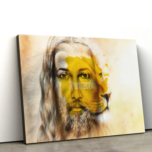 Eye Contact Jesus Christ And Lion Wall Art Jesus Portrait - Canvas Picture - Jesus Canvas Pictures - Christian Wall Art