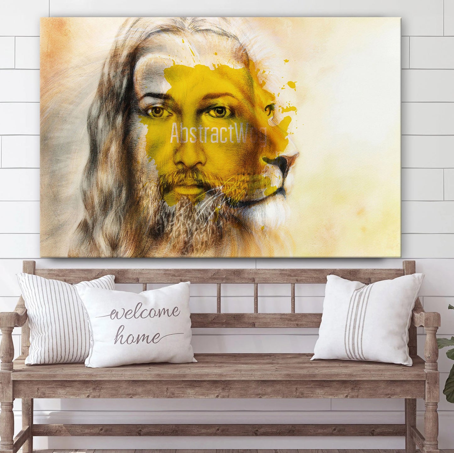 Eye Contact Jesus Christ And Lion Wall Art Jesus Portrait - Canvas Picture - Jesus Canvas Pictures - Christian Wall Art