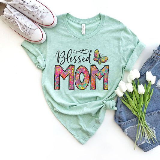 Groovy Blessed Mom Tee Shirts For Women - Christian Shirts for Women - Religious Tee Shirts