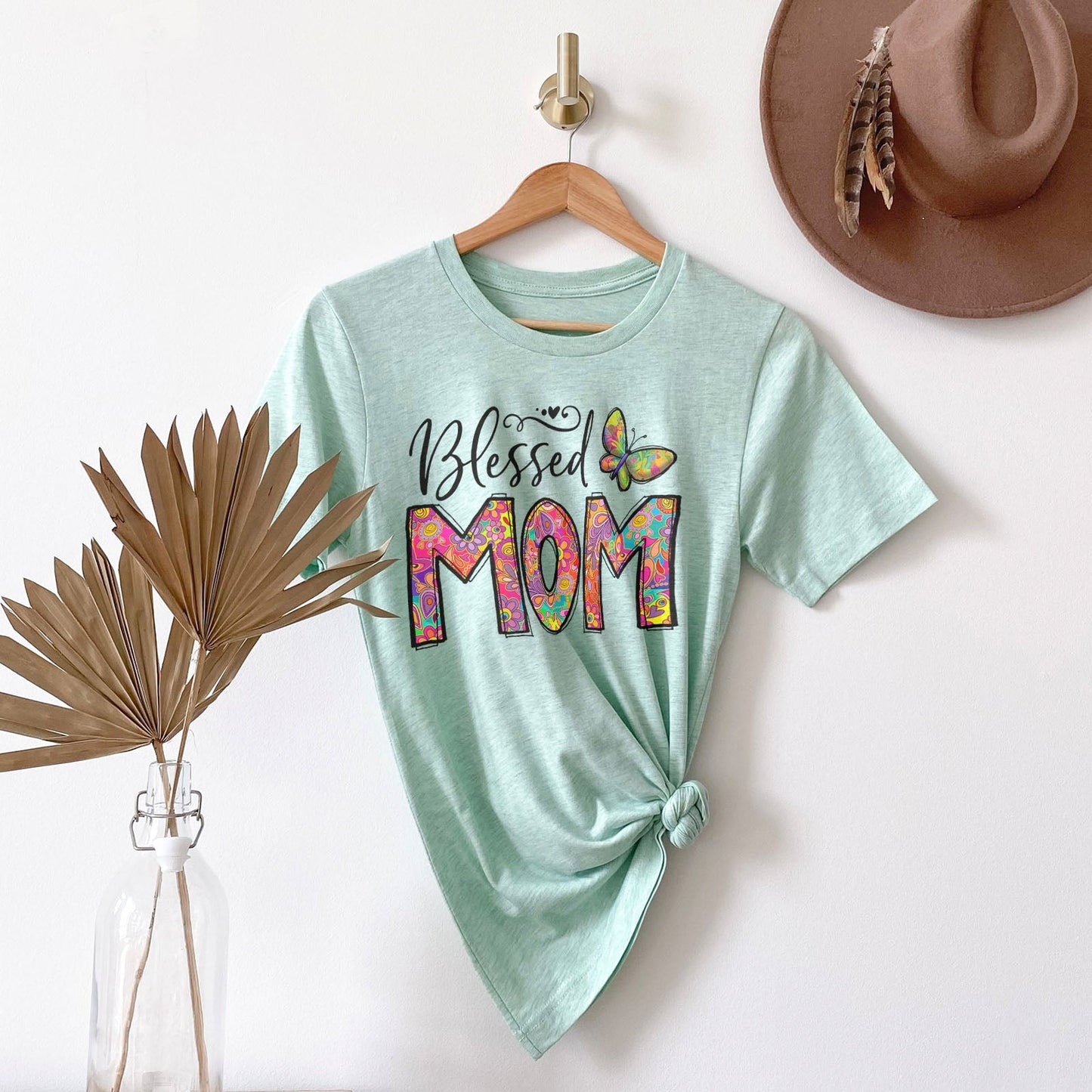 Groovy Blessed Mom Tee Shirts For Women - Christian Shirts for Women - Religious Tee Shirts