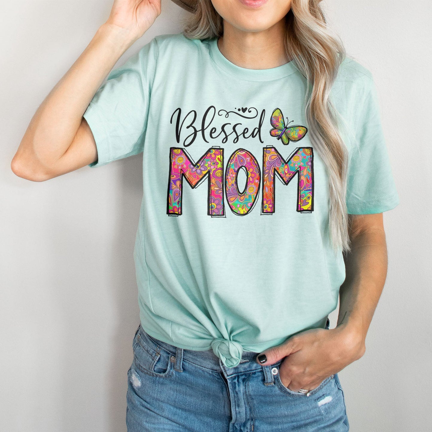 Groovy Blessed Mom Tee Shirts For Women - Christian Shirts for Women - Religious Tee Shirts
