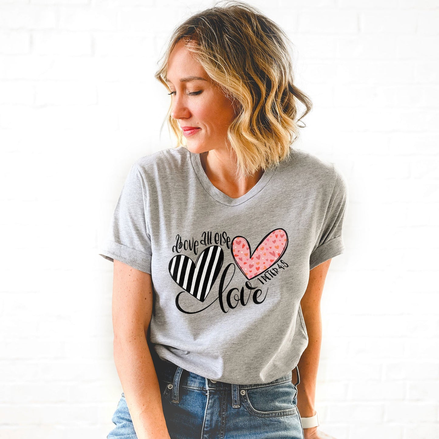 Above All Else Heart Tee Shirts For Women - Christian Shirts for Women - Religious Tee Shirts