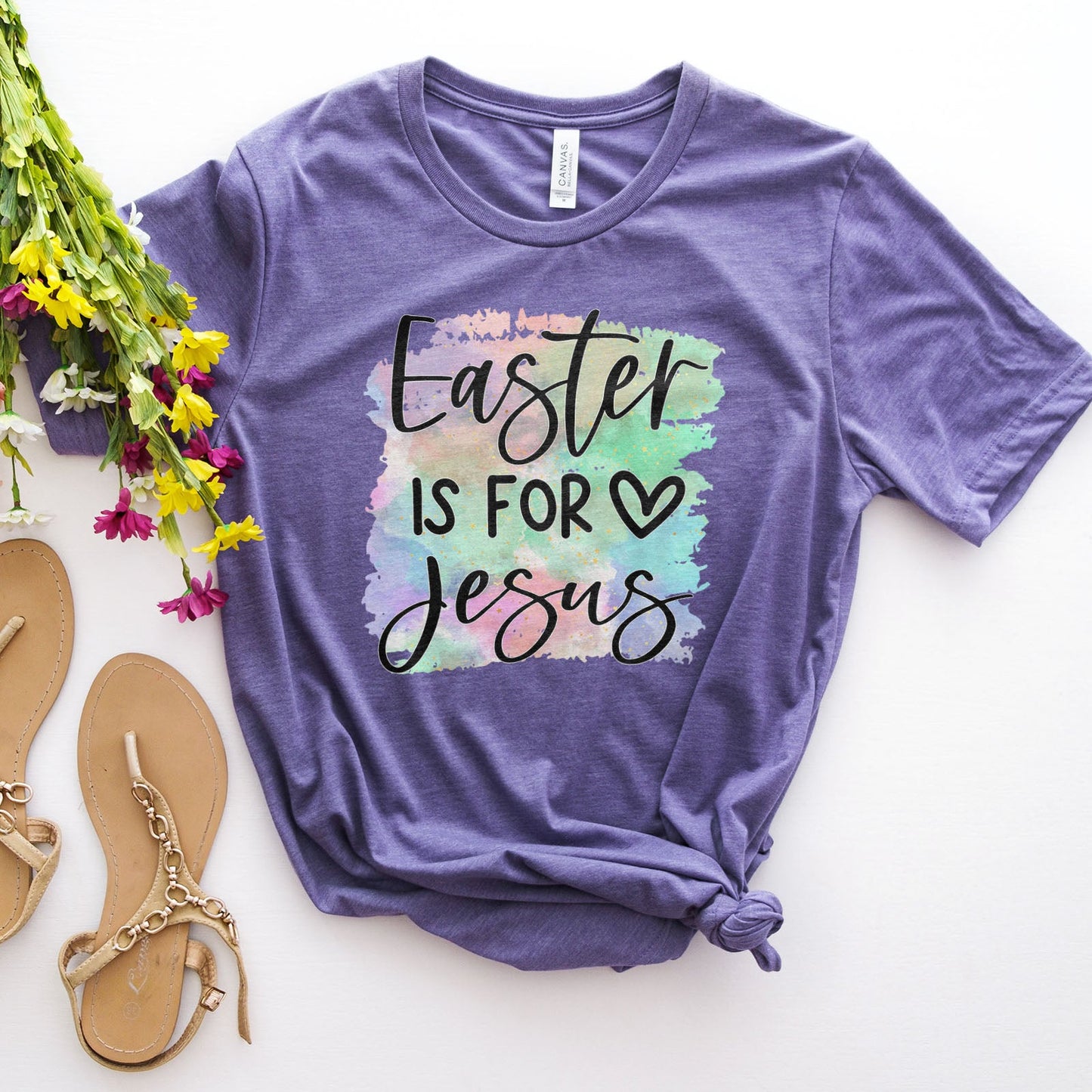 Easter Is For Jesus Rainbow Watercolor Tee Shirts For Women - Christian Easter T Shirts