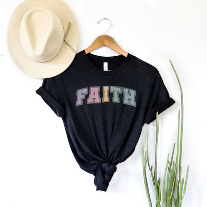 Faith Block Pastel Tee Shirts For Women - Christian Easter T Shirts