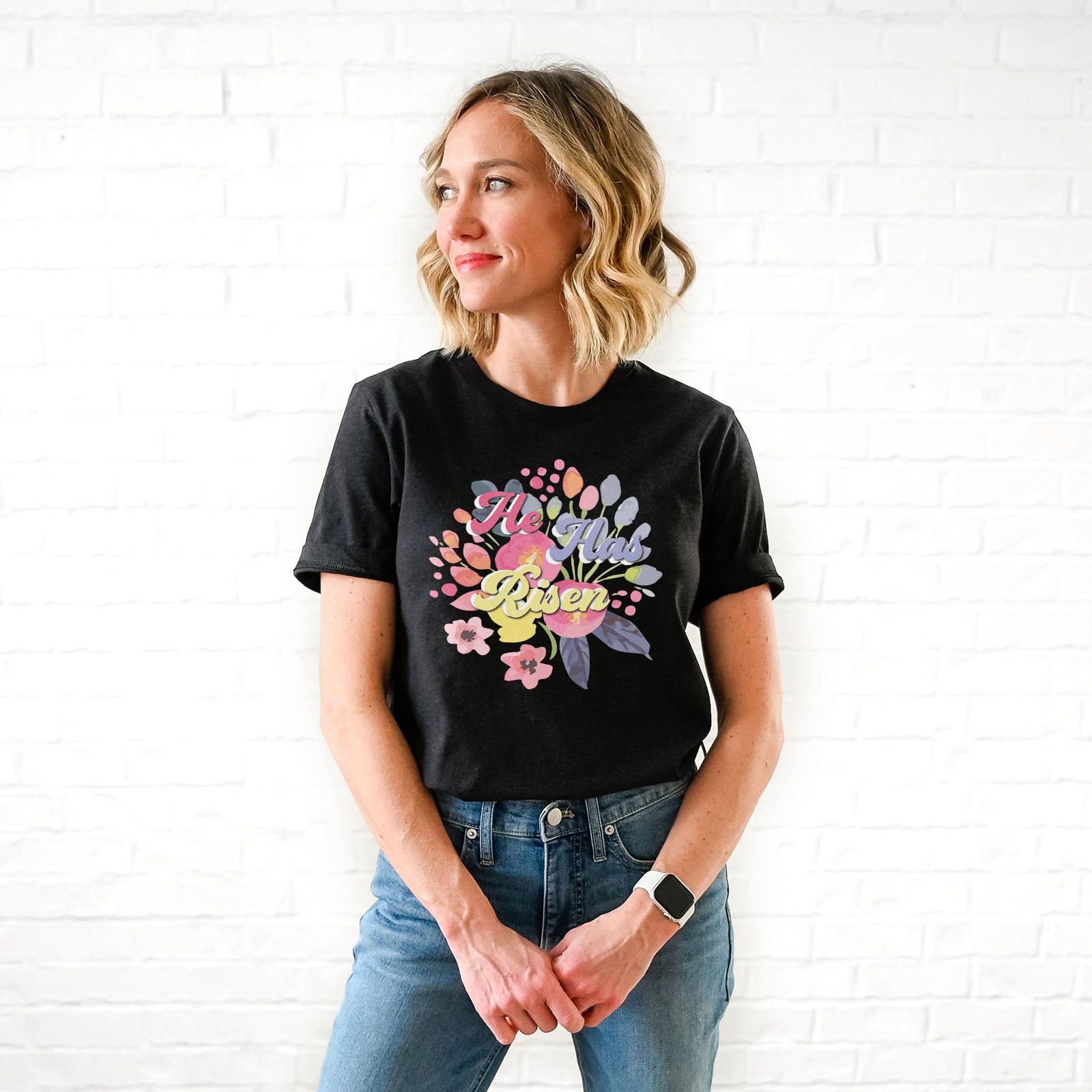 He Has Risen 3D Easter Floral Tee Shirts For Women - Christian Easter T Shirts