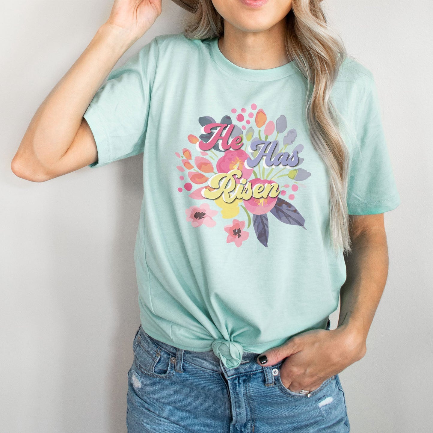 He Has Risen 3D Easter Floral Tee Shirts For Women - Christian Easter T Shirts
