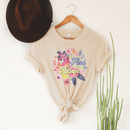 He Has Risen 3D Easter Floral Tee Shirts For Women - Christian Easter T Shirts