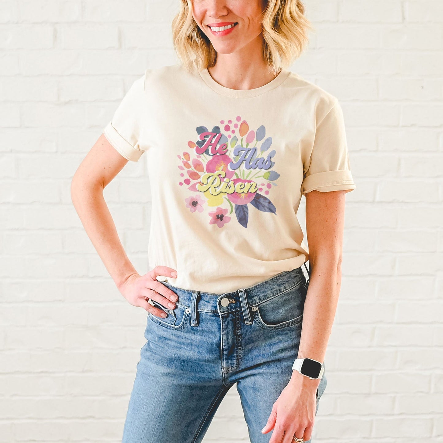 He Has Risen 3D Easter Floral Tee Shirts For Women - Christian Easter T Shirts