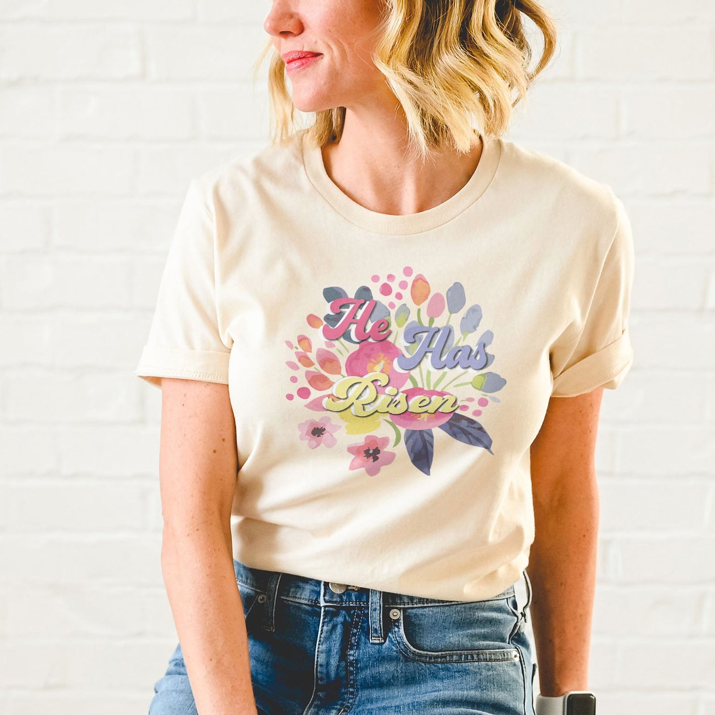 He Has Risen 3D Easter Floral Tee Shirts For Women - Christian Easter T Shirts
