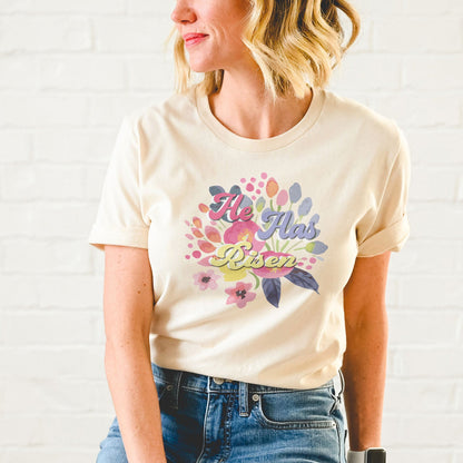 He Has Risen 3D Easter Floral Tee Shirts For Women - Christian Easter T Shirts