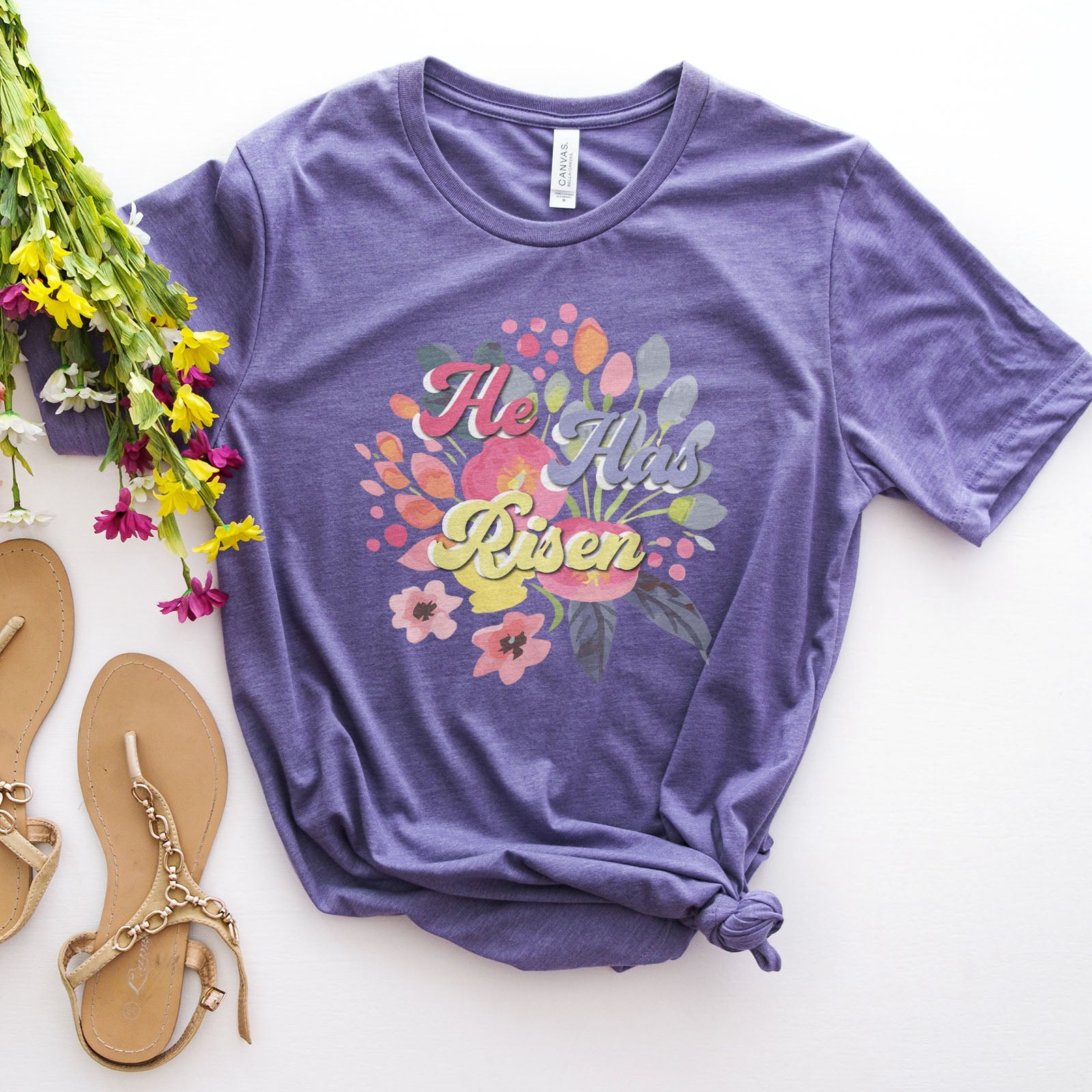 He Has Risen 3D Easter Floral Tee Shirts For Women - Christian Easter T Shirts