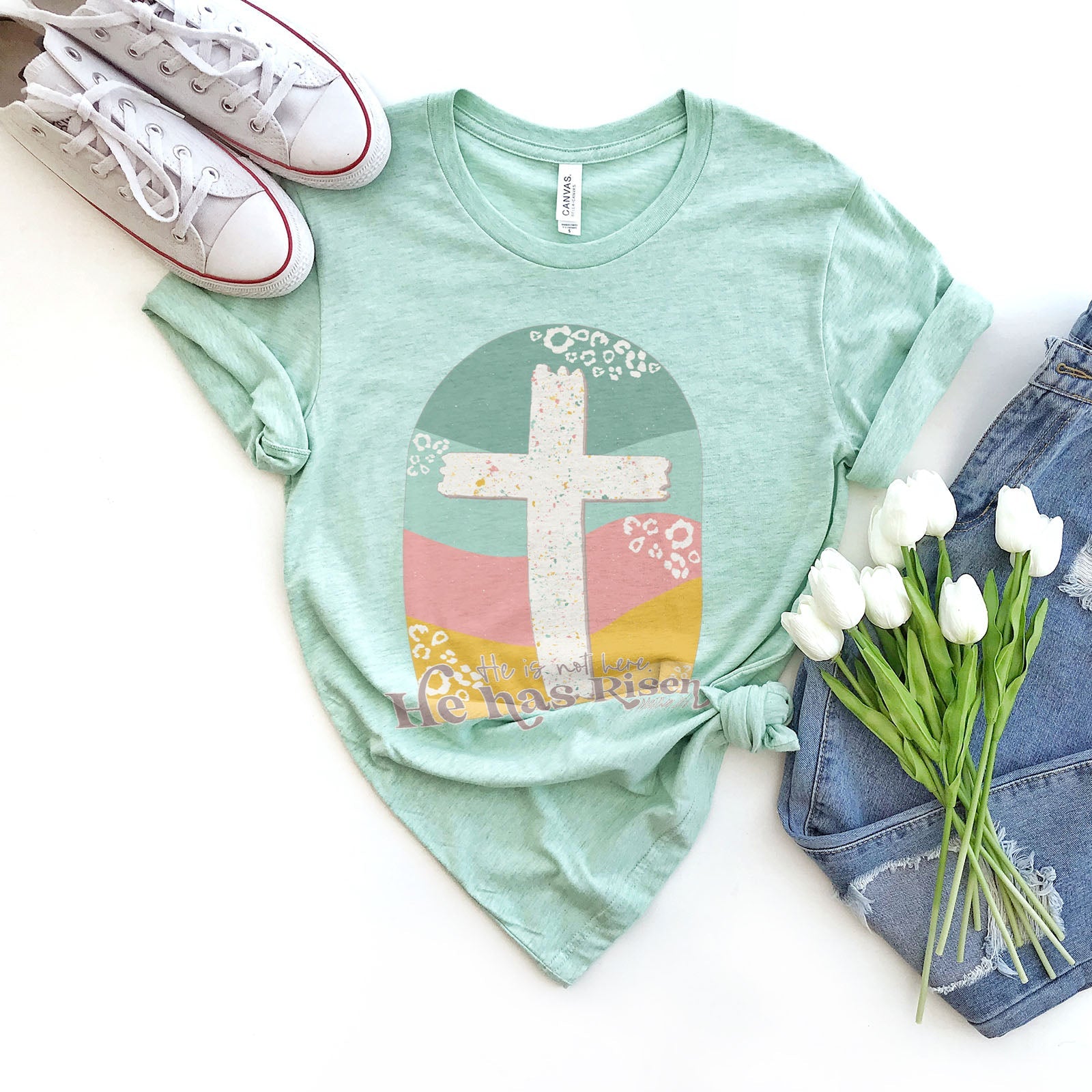 He is Not Here He Has Risen Tee Shirts For Women - Christian Easter T Shirts