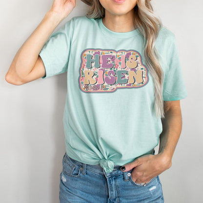He Is Risen Design Retro Easter Tee Shirts For Women - Christian Easter T Shirts