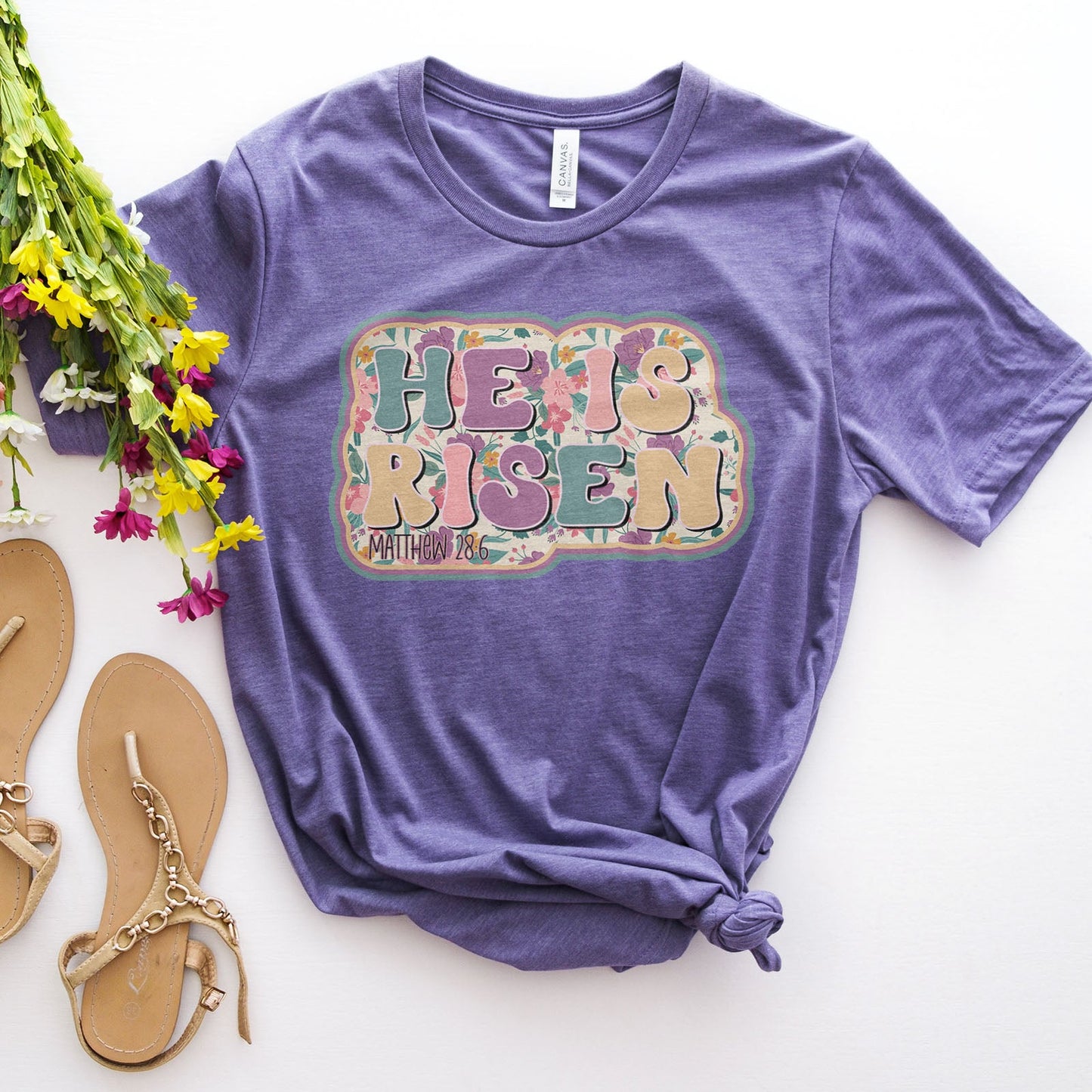 He Is Risen Design Retro Easter Tee Shirts For Women - Christian Easter T Shirts