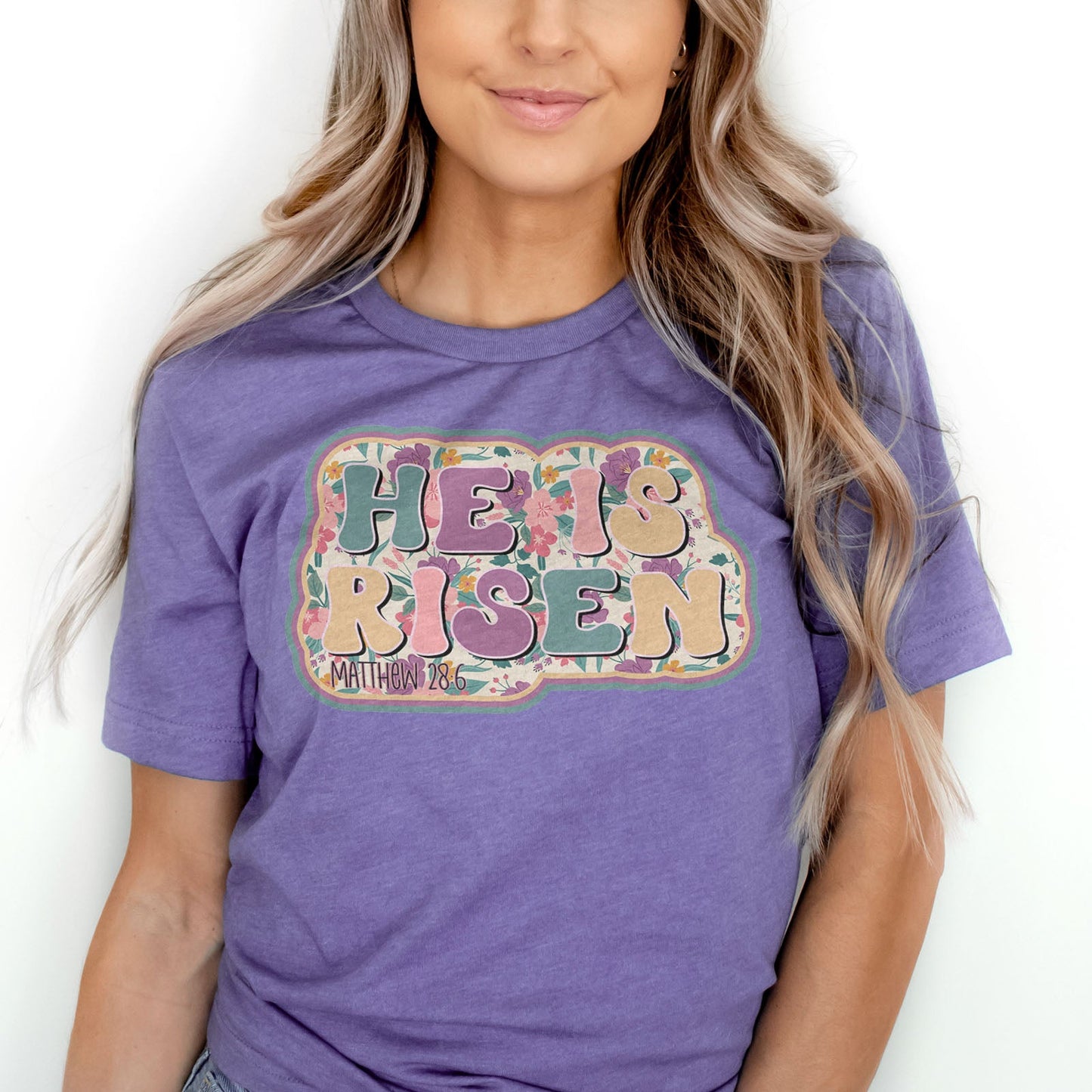 He Is Risen Design Retro Easter Tee Shirts For Women - Christian Easter T Shirts