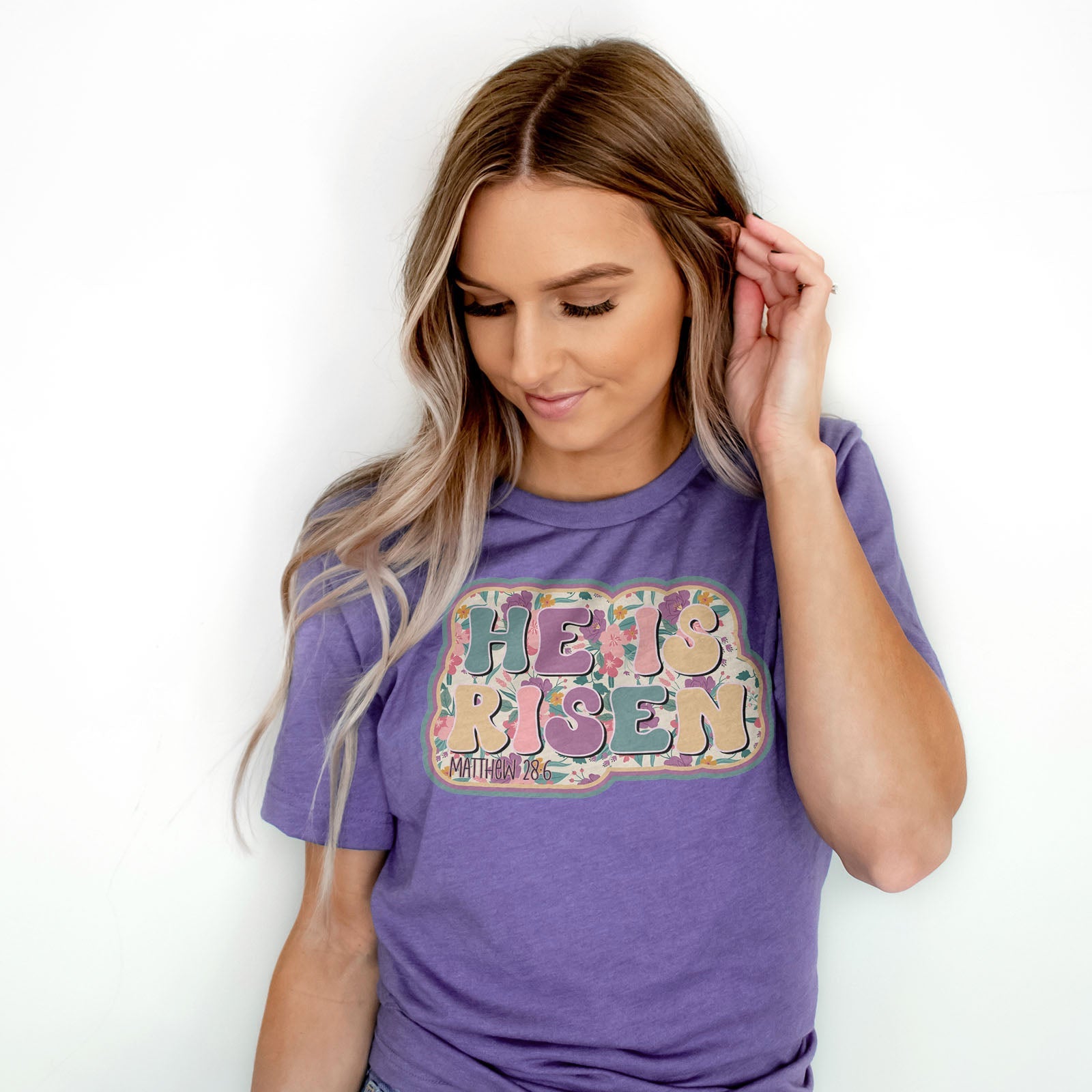 He Is Risen Design Retro Easter Tee Shirts For Women - Christian Easter T Shirts