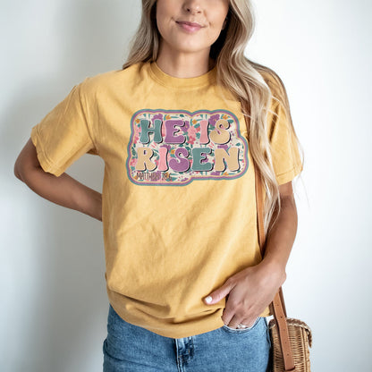 He Is Risen Design Retro Easter Tee Shirts For Women - Christian Easter T Shirts
