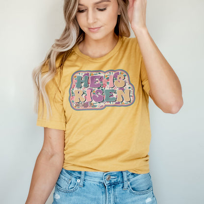 He Is Risen Design Retro Easter Tee Shirts For Women - Christian Easter T Shirts
