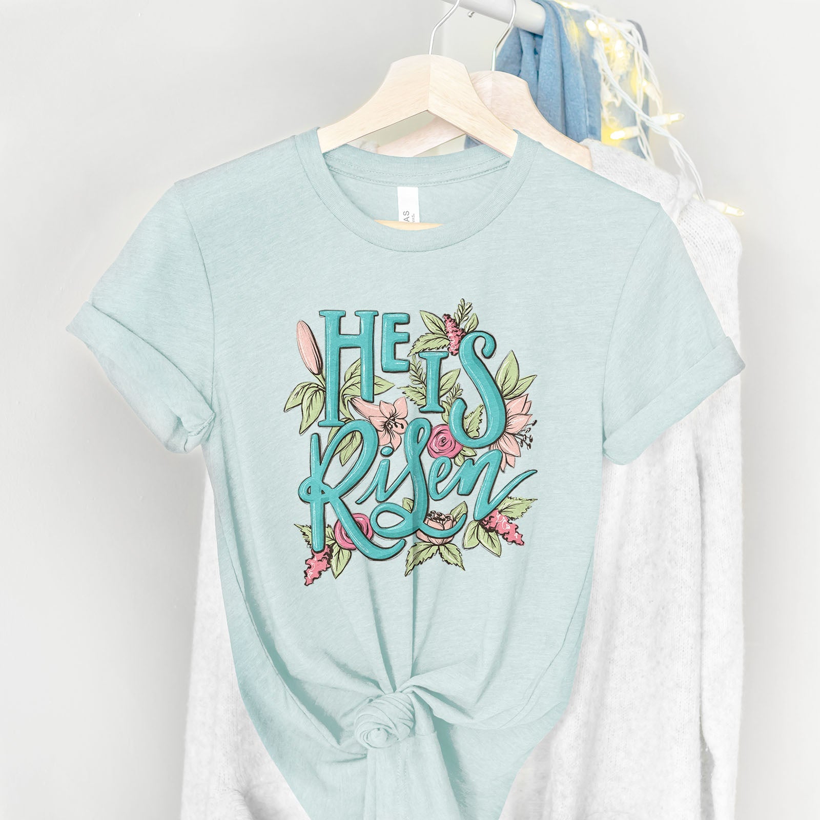 He is Risen Easter Flowers Tee Shirts For Women - Christian Easter T Shirts