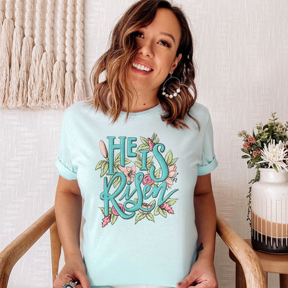 He is Risen Easter Flowers Tee Shirts For Women - Christian Easter T Shirts