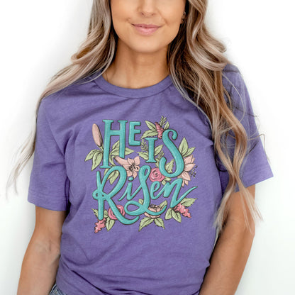He is Risen Easter Flowers Tee Shirts For Women - Christian Easter T Shirts