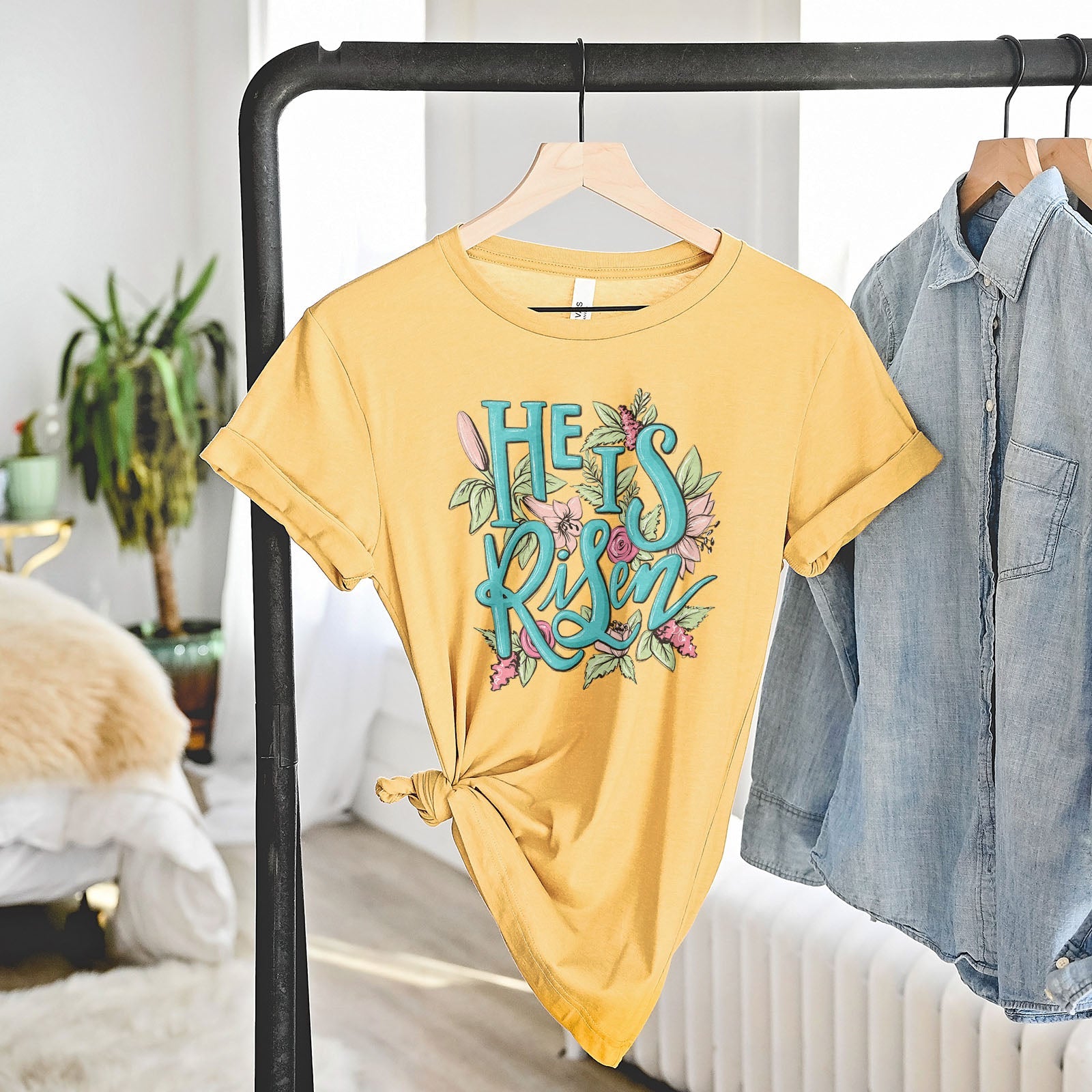 He is Risen Easter Flowers Tee Shirts For Women - Christian Easter T Shirts