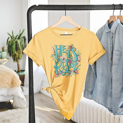 He is Risen Easter Flowers Tee Shirts For Women - Christian Easter T Shirts