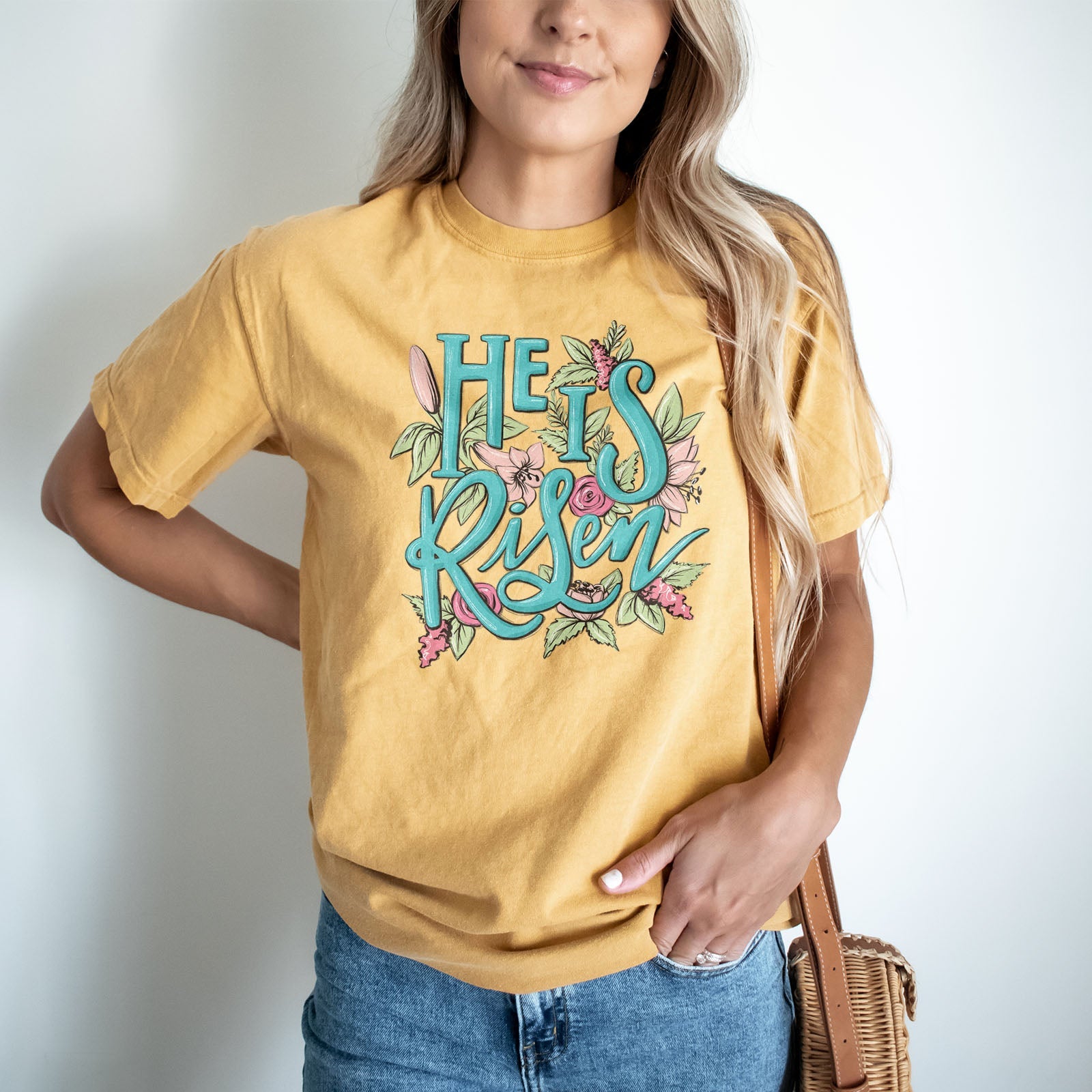 He is Risen Easter Flowers Tee Shirts For Women - Christian Easter T Shirts