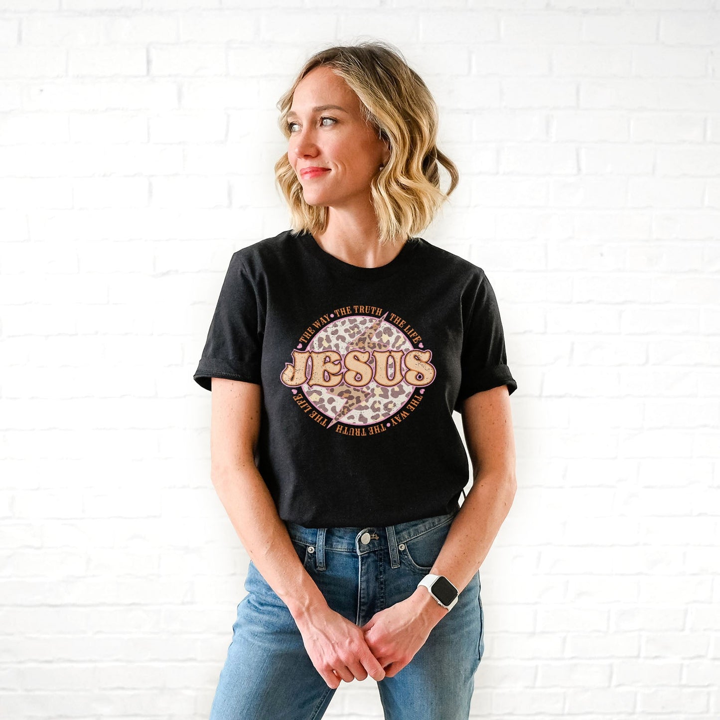 Leopard Jesus is the way the truth the life Tee Shirts For Women - Christian Shirts for Women - Religious Tee Shirts