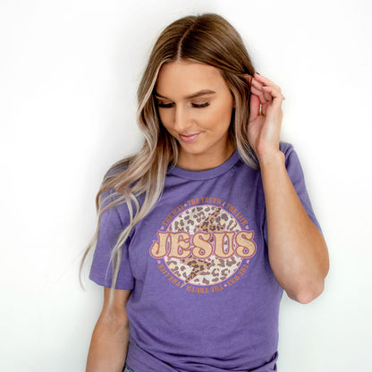 Leopard Jesus is the way the truth the life Tee Shirts For Women - Christian Shirts for Women - Religious Tee Shirts