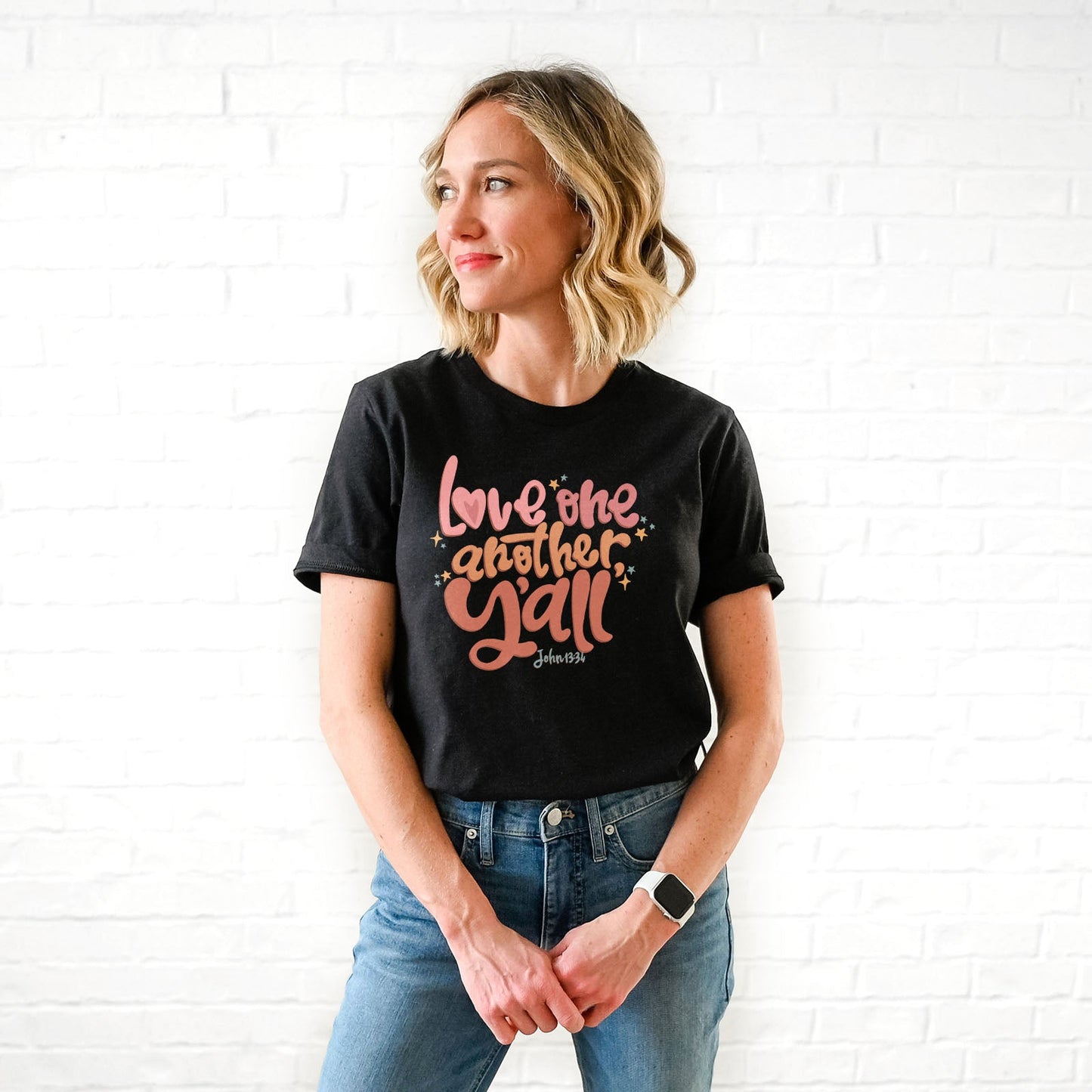 Love One Another Y'all Tee Shirts For Women - Christian Shirts for Women - Religious Tee Shirts