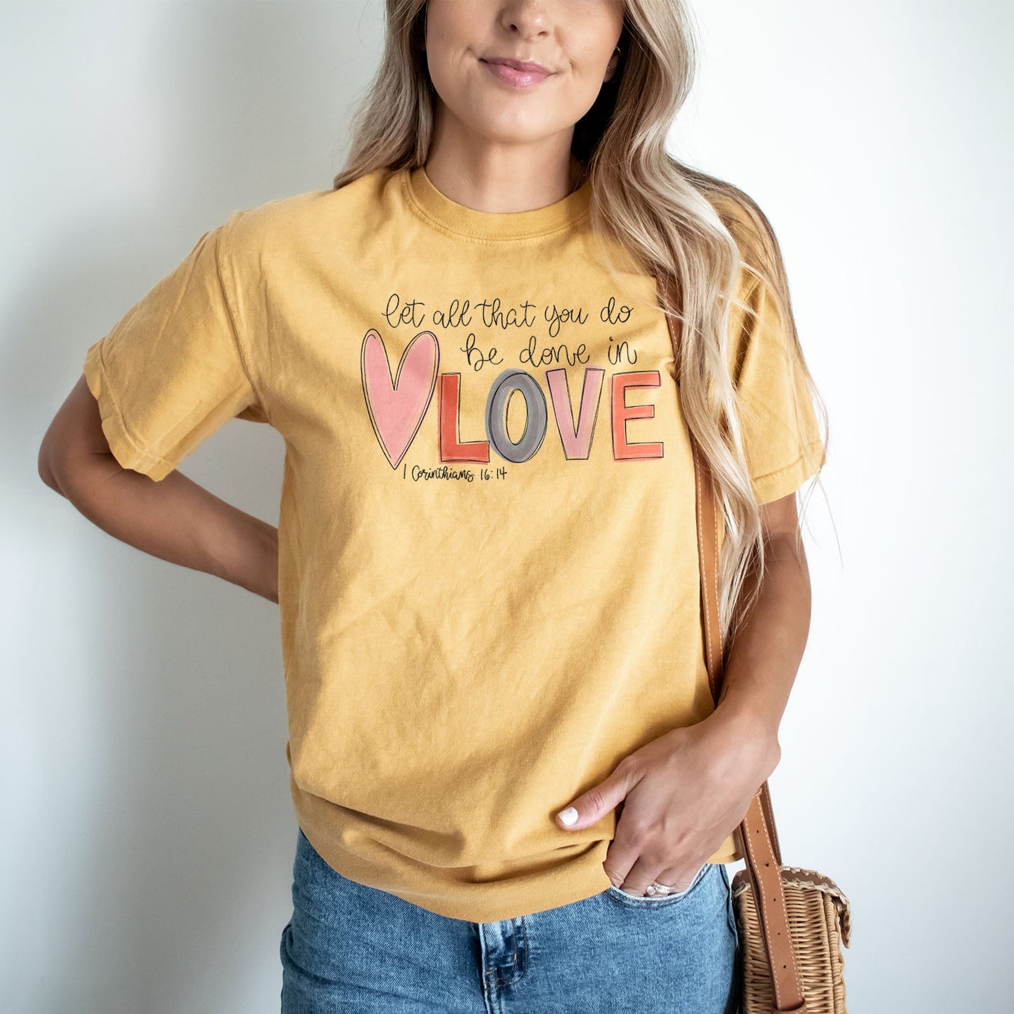Pastel Be Done In Love Corinthians 16:14 Tee Shirts For Women - Christian Shirts for Women - Religious Tee Shirts