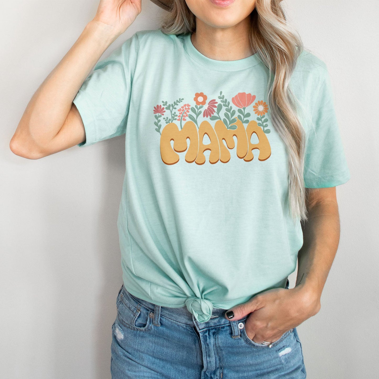 Retro Growing Flowers Mama Tee Shirts For Women - Christian Shirts for Women - Religious Tee Shirts