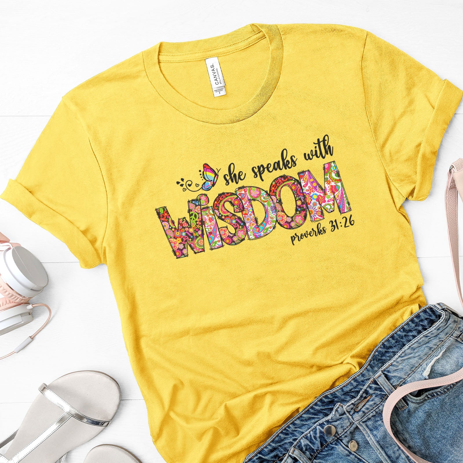 She Speaks With Wisdom Proverbs 31:26 Tee Shirts For Women - Christian Shirts for Women - Religious Tee Shirts