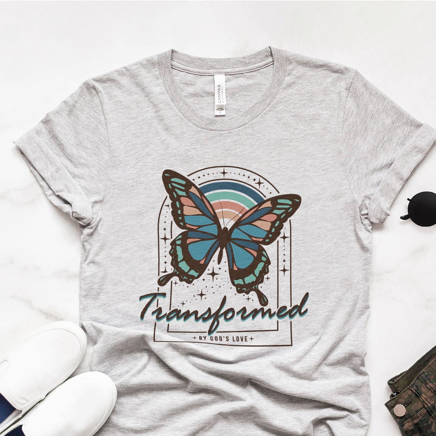 Transformed By God's Love Tee Shirts For Women - Christian Shirts for Women - Religious Tee Shirts