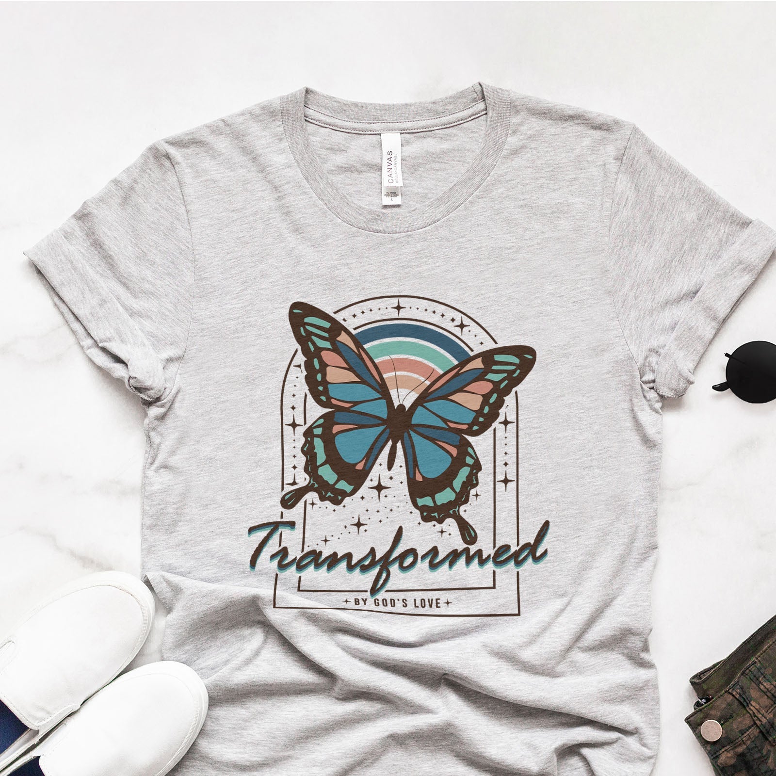 Transformed By God's Love Tee Shirts For Women - Christian Shirts for Women - Religious Tee Shirts