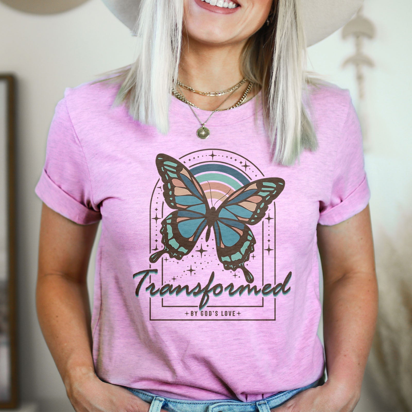 Transformed By God's Love Tee Shirts For Women - Christian Shirts for Women - Religious Tee Shirts