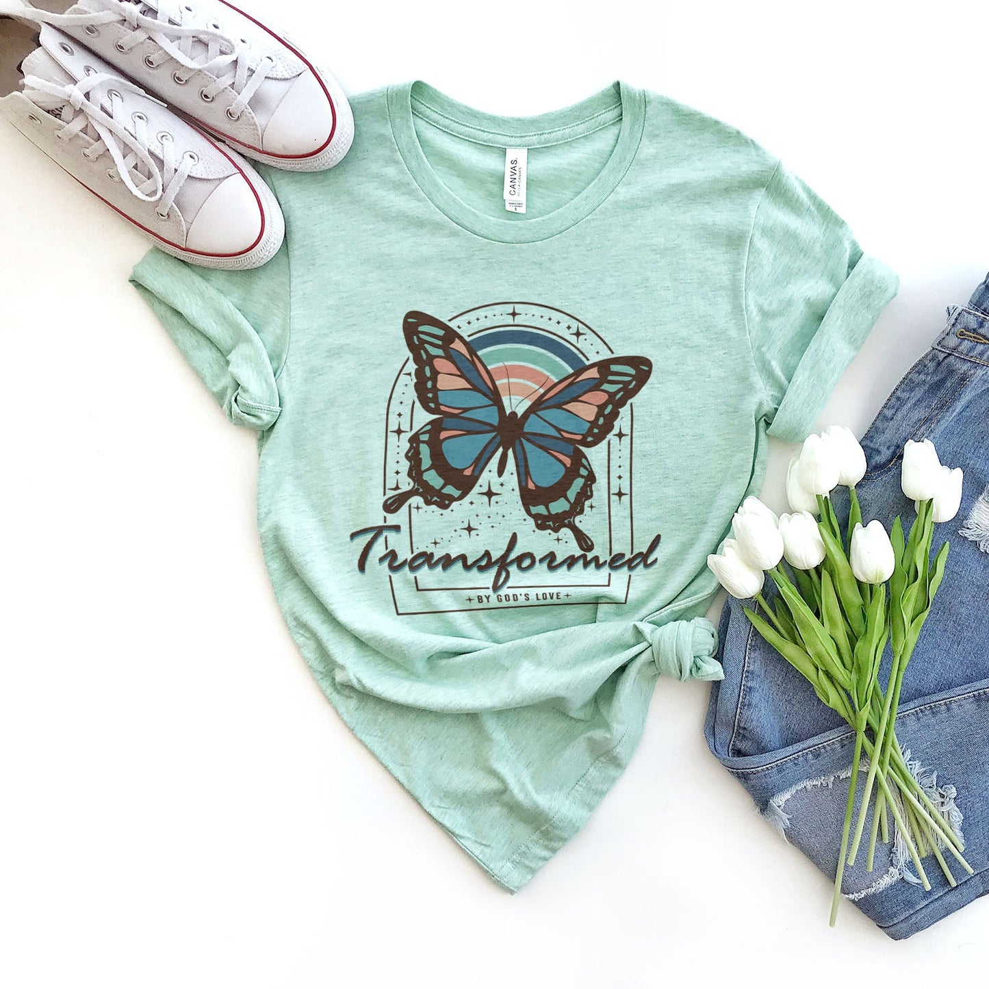 Transformed By God's Love Tee Shirts For Women - Christian Shirts for Women - Religious Tee Shirts