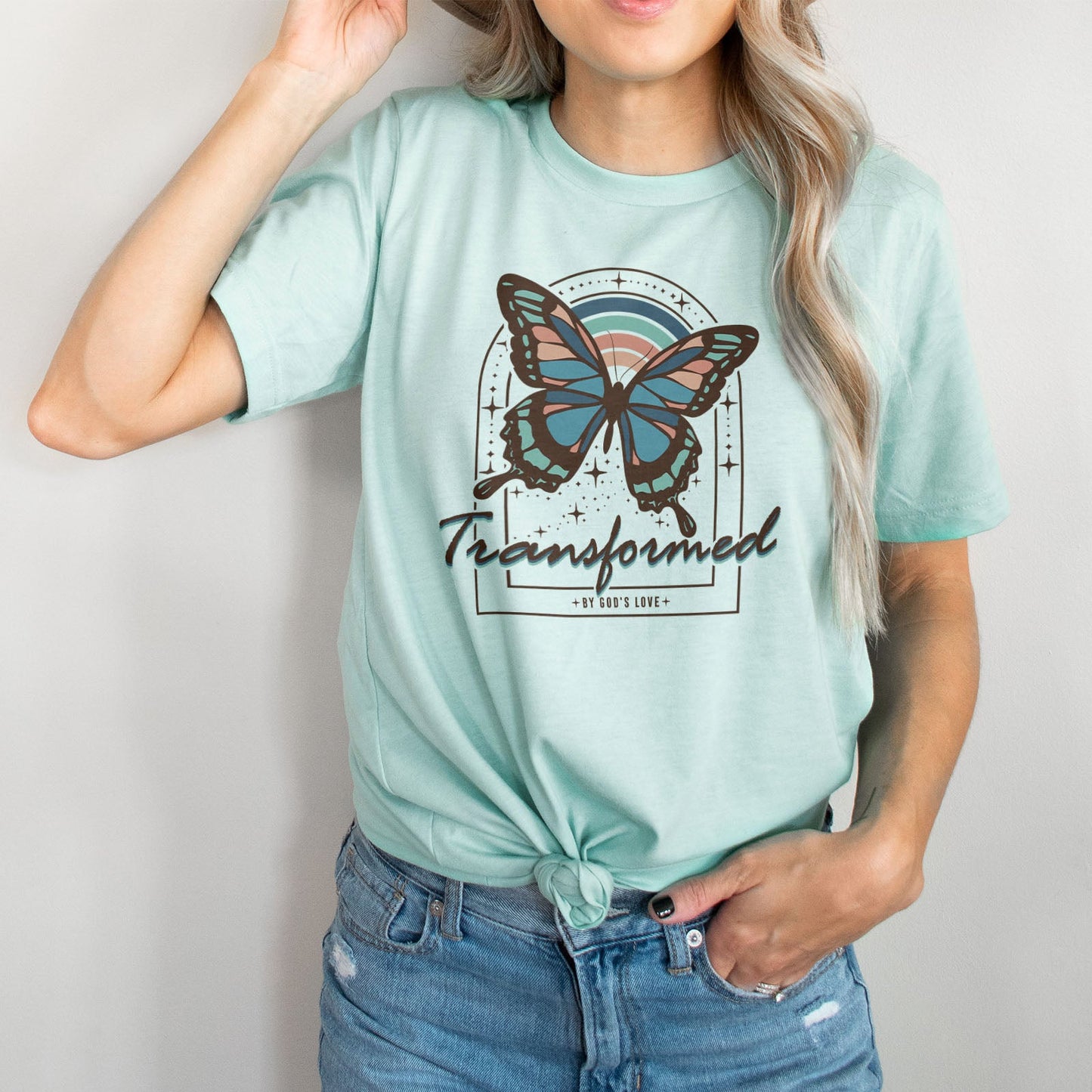 Transformed By God's Love Tee Shirts For Women - Christian Shirts for Women - Religious Tee Shirts