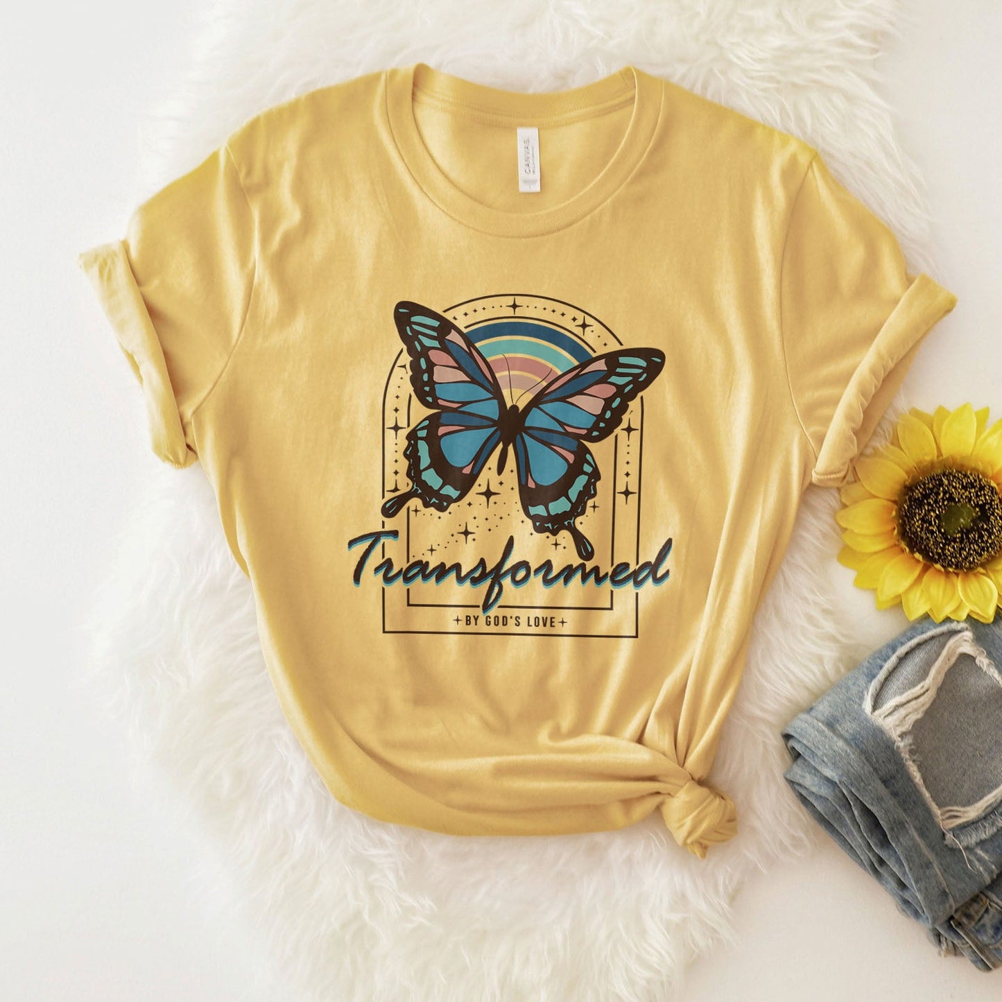 Transformed By God's Love Tee Shirts For Women - Christian Shirts for Women - Religious Tee Shirts