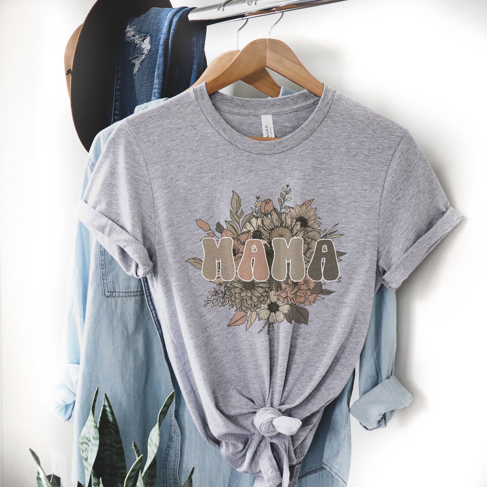 Vintage Floral Mama Tee Shirts For Women - Christian Shirts for Women - Religious Tee Shirts