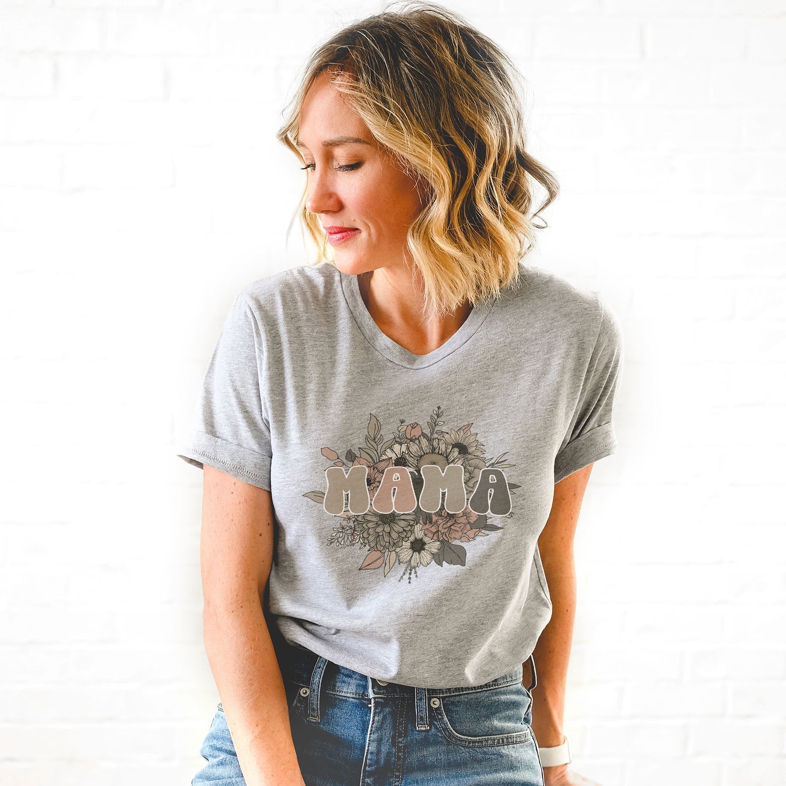 Vintage Floral Mama Tee Shirts For Women - Christian Shirts for Women - Religious Tee Shirts