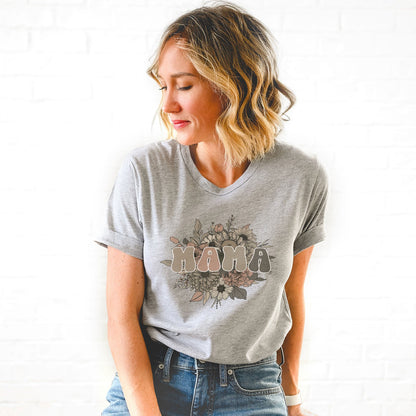 Vintage Floral Mama Tee Shirts For Women - Christian Shirts for Women - Religious Tee Shirts