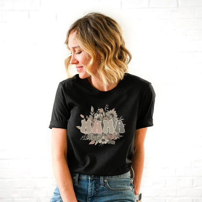 Vintage Floral Mama Tee Shirts For Women - Christian Shirts for Women - Religious Tee Shirts