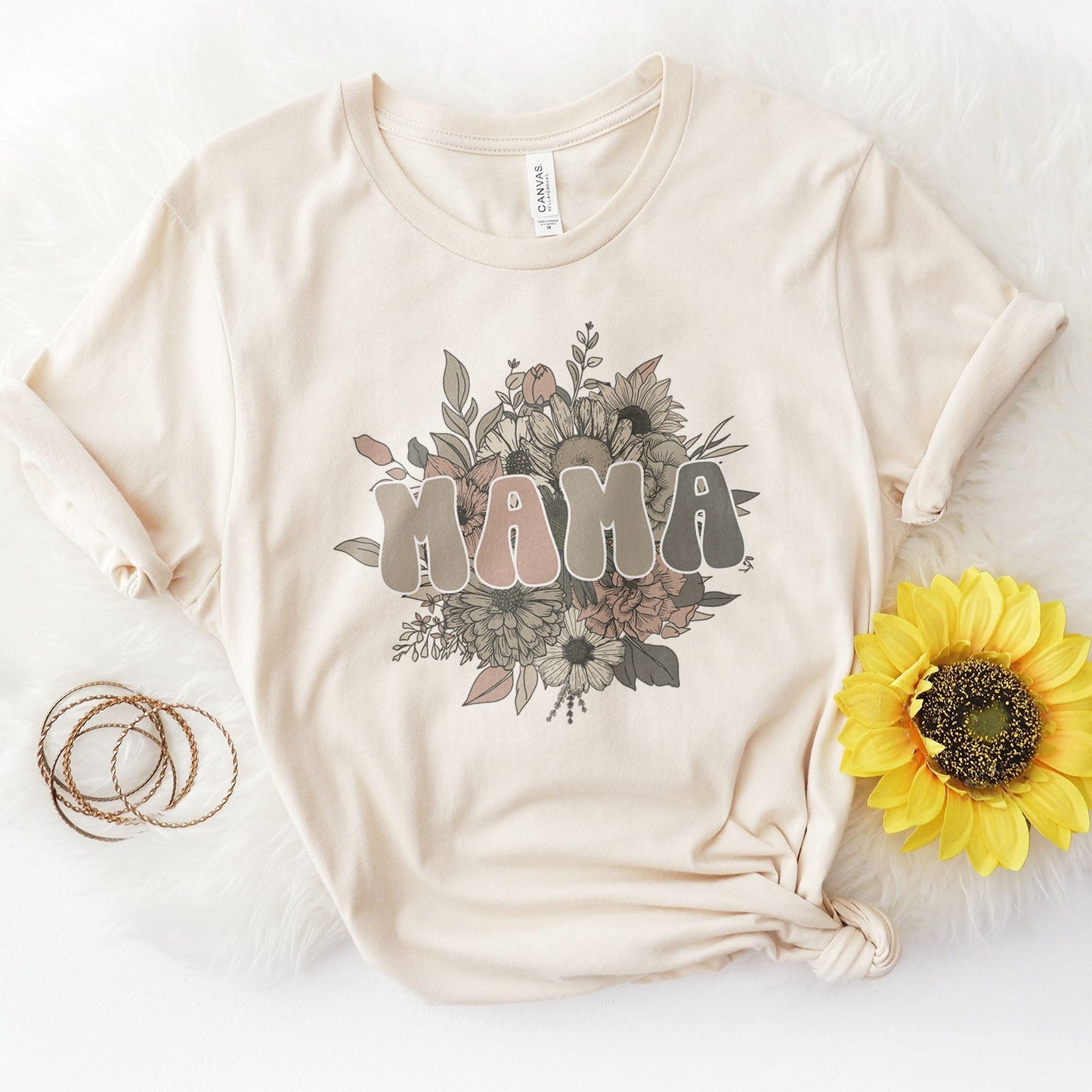 Vintage Floral Mama Tee Shirts For Women - Christian Shirts for Women - Religious Tee Shirts