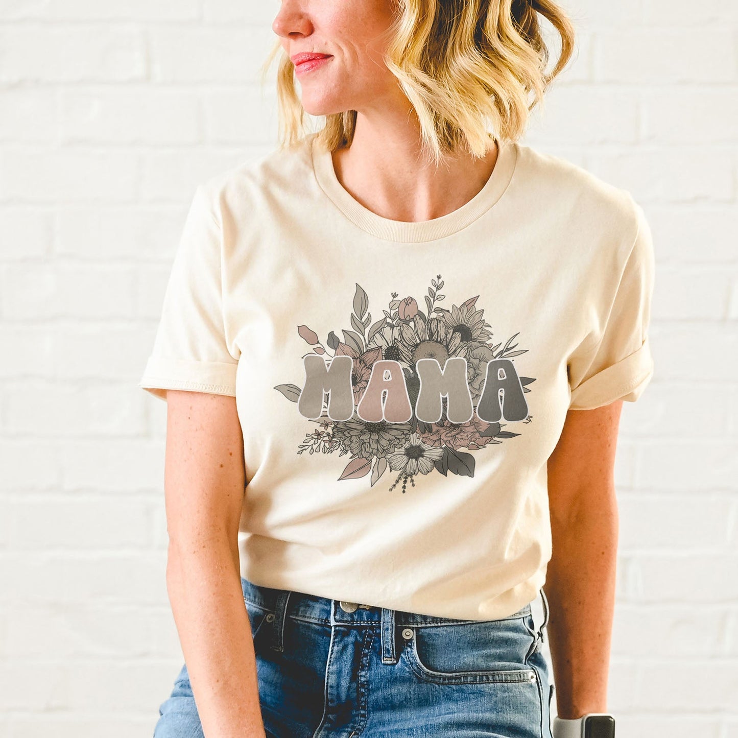 Vintage Floral Mama Tee Shirts For Women - Christian Shirts for Women - Religious Tee Shirts