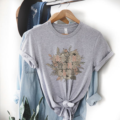 Vintage Praying Moms Club Tee Shirts For Women - Christian Shirts for Women - Religious Tee Shirts